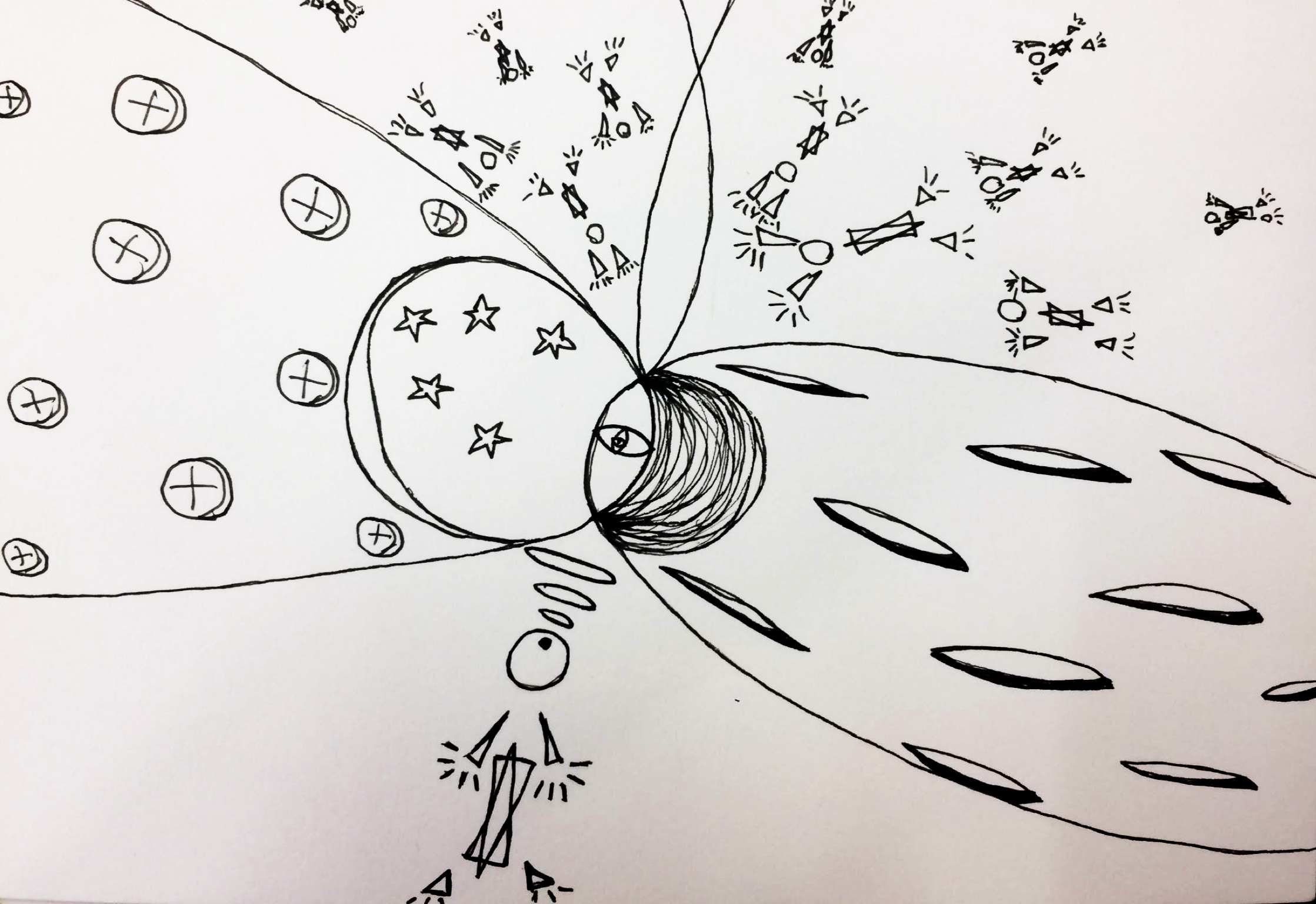 solar eclipse portal intuitive drawing with angelic spirits