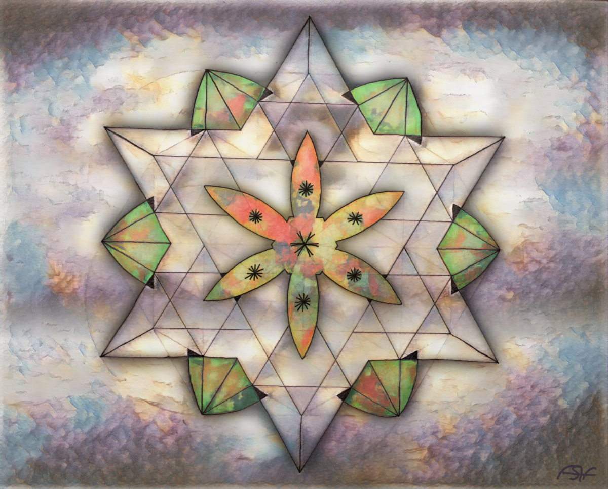 Aquari Tetrahedra Vector Equilibrium sacred geometry art